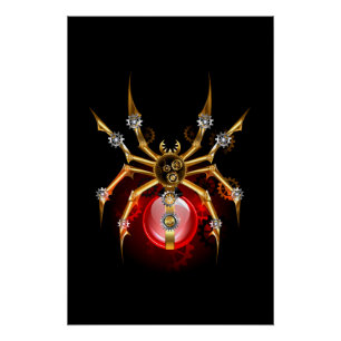 Poster Araignée steampunk sur fond noir
