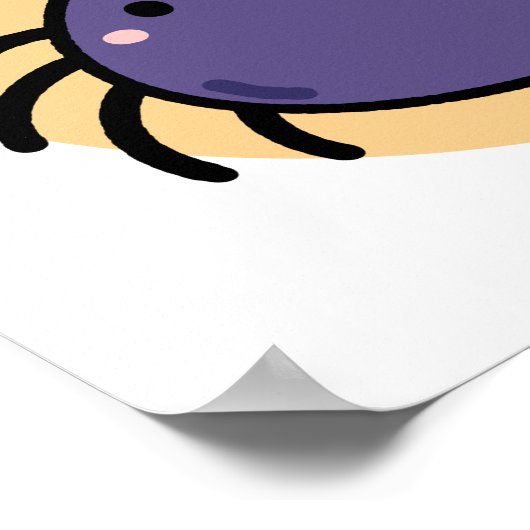 Poster Araignée violette mignonne Kawaii (Coin)