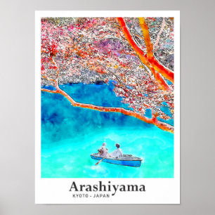 Poster Arashiyama Kyoto Voyage Aquarelle main tirée