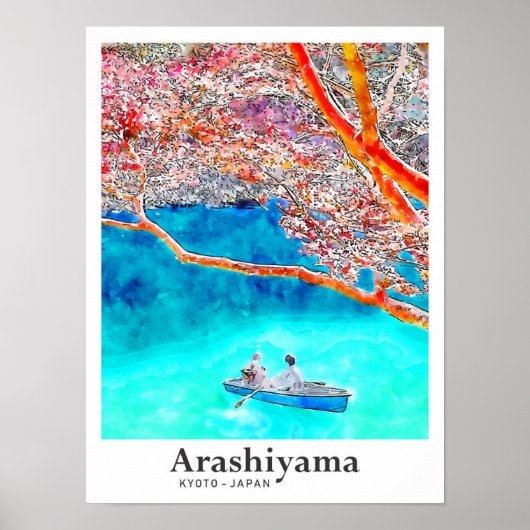 Poster Arashiyama Kyoto Voyage Aquarelle main tirée (Devant)