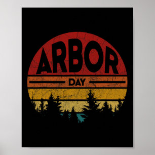Poster Arbor Day Plantes Arbres Jour des terres Retro Nat