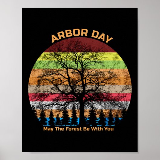 Poster Arbor Day Retro Terre Arbre Sunset Forest Be With (Devant)