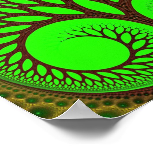 Poster Arbre 2 Art Fractal Vert Fin (Coin)