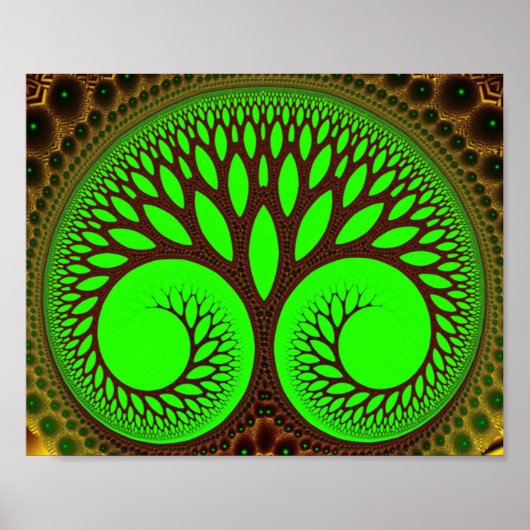 Poster Arbre 2 Art Fractal Vert Fin (Devant)