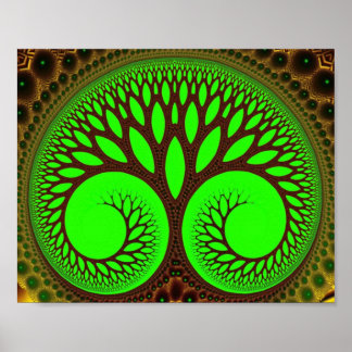 Poster Arbre 2 Art Fractal Vert Fin