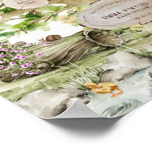 Poster Arbre à aquarelles familiales générationnelle | Pe (Coin)