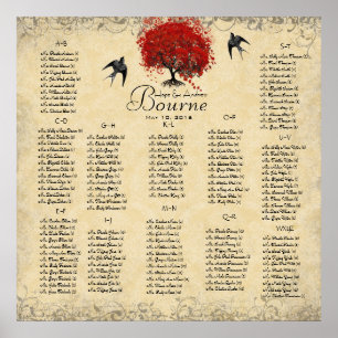 Poster Arbre à cœur rouge 100 150 invités alphabétique Ma