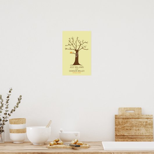 Poster Arbre à empreintes digitales rustique Mariage avec (Cuisine)