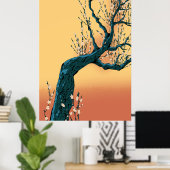 Poster Arbre à fleurs chinois (Bureau à domicile)