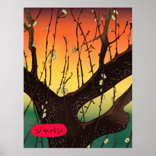 Poster Arbre à fleurs du Japon