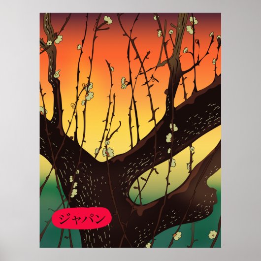 Poster Arbre à fleurs du Japon (Devant)