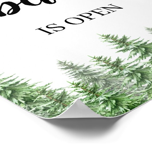 Poster Arbre À Pins Le Bar Est Ouvert Barre Mariage Menu  (Coin)