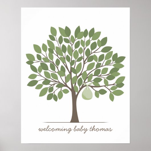 Poster Arbre à signatures bébé - Grand - Vert (Devant)