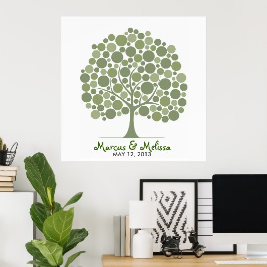 Poster Arbre à signatures de mariage – Cercles (Bureau à domicile)
