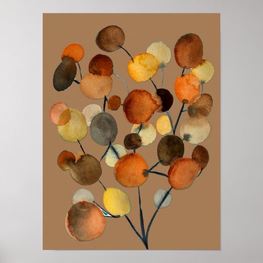 Poster Arbre Abstrait brun d'automne (Devant)