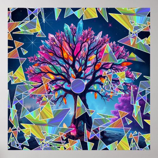 Poster Arbre Abstrait cristal (Devant)
