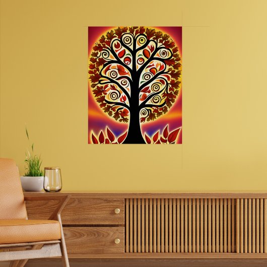 Poster Arbre Abstrait de récolte d'automne (Salon 2)