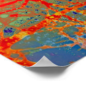 Poster Arbre Abstrait en rouge et bleu (Coin)