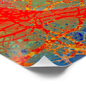 Poster Arbre Abstrait en rouge et bleu (Coin)