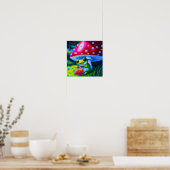 Poster Arbre adorable Grenouille mangeant une fraise (Cuisine)