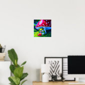 Poster Arbre adorable Grenouille mangeant une fraise (Bureau à domicile)