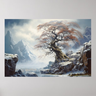 Poster Arbre ancien Mystique paysage serein