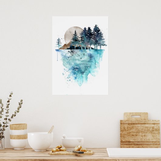 Poster Arbre aquarelle (Cuisine)