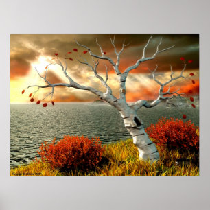 Poster Arbre au bord de l'océan