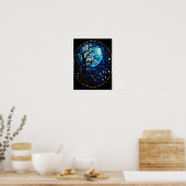 Poster Arbre au Clair de Lune Vitrail Art Céleste (Cuisine)
