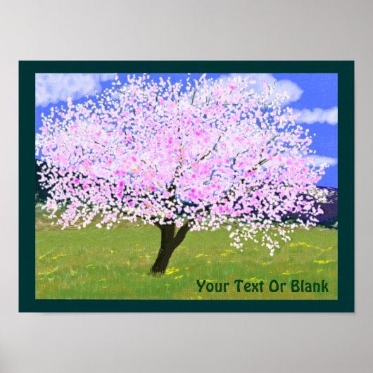 Poster Arbre aux amandes en fleurs (Devant)