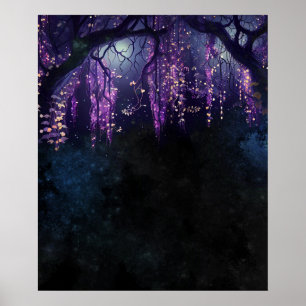 Poster Arbre avec Feuille violet Wisteria Spirituels Digi