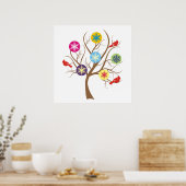 Poster Arbre avec flocons de neige et cardinaux sur mesur (Cuisine)