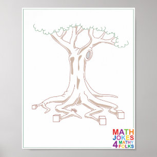 Poster Arbre avec racines de cube