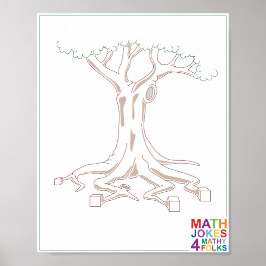 Poster Arbre avec racines de cube (Devant)