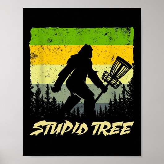 Poster Arbre bête Disc Golf Drôle Frisbee Golf (Devant)