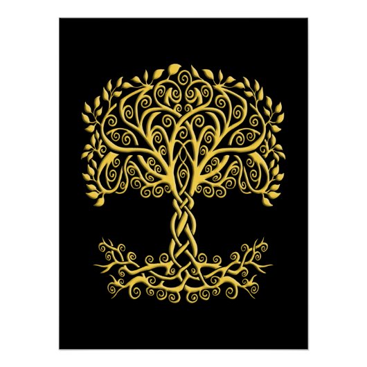 Poster Arbre Celtique Jaune (Devant)