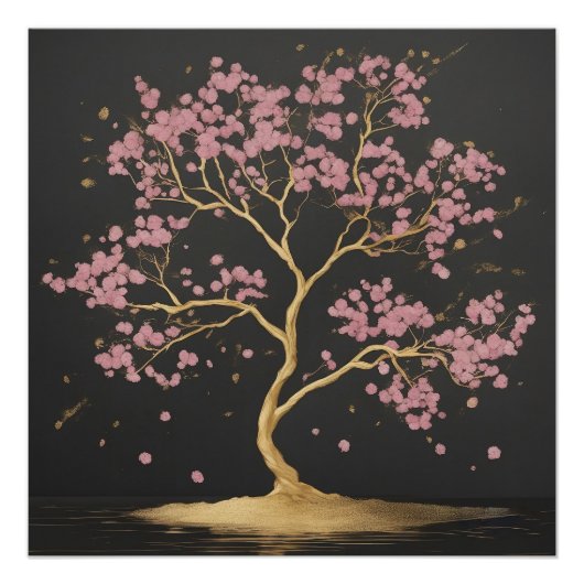 Poster Arbre cerise en fleurs (Devant)