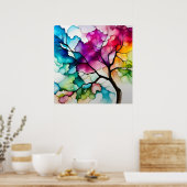 Poster Arbre coloré abstrait à l'encre alcoolique (Cuisine)