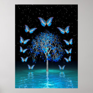 Poster Arbre cristal papillon