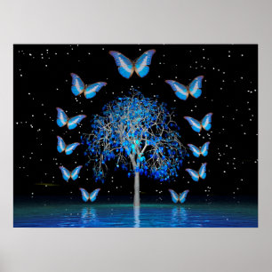 Poster Arbre cristal papillon