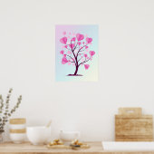 Poster Arbre d'amour Arbre des Coeurs Pastel Rose Romanti (Cuisine)