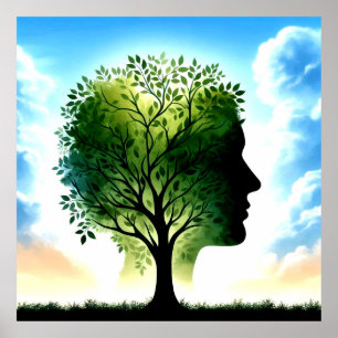 Poster Arbre dans le crâne humain (sauver le chang
