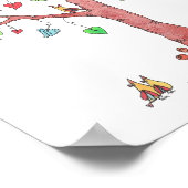 Poster Arbre d'aquarelle avec oiseaux (Coin)