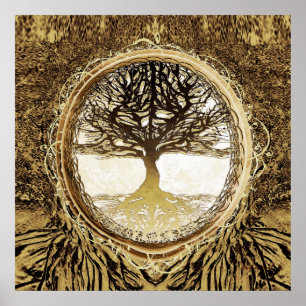 Poster Arbre d'arbre de brun de la vie