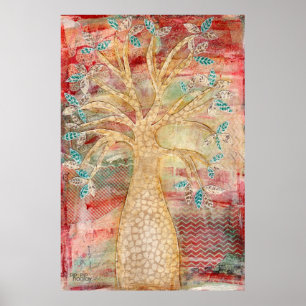 Poster Arbre d'art moderne contemporain mixte média