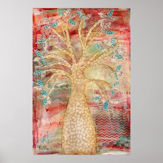 Poster Arbre d'art moderne contemporain mixte média (Devant)