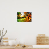 Poster Arbre d'automne sur une colline au coucher du sole (Cuisine)