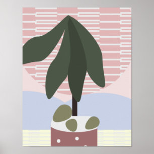 Poster Arbre d'avocat rougir géométrique muet