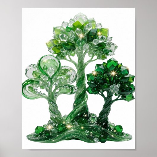Poster Arbre de bijoux vert émeraude accrocheur (Devant)