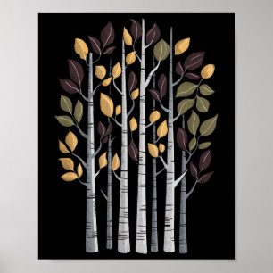 Poster Arbre de bouleau amant d'automne saison feuilles d